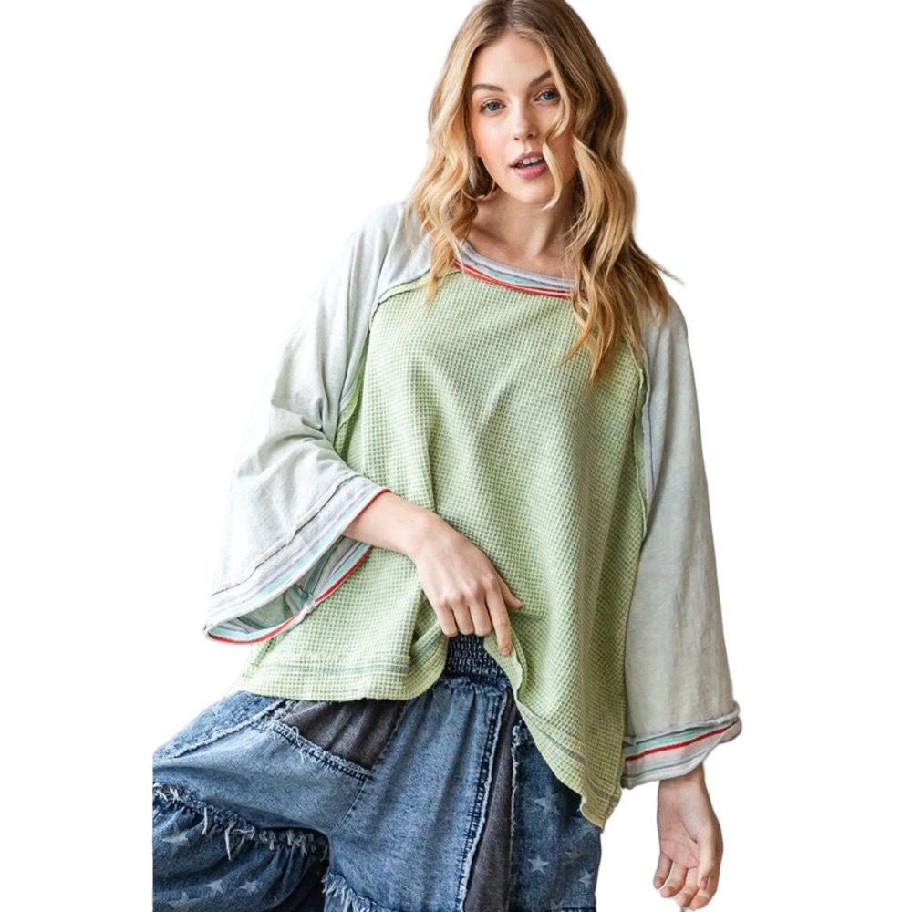 OLI & HALI Women’s FABRIC MIXED SHORT SLEEVE TOP (mint)